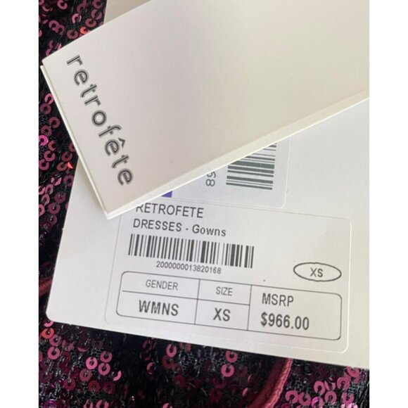 Retrofete $966 Sequin Violet Asymmetrical Tie Back Maxi Dress Sz XS NWT - Picture 10 of 12